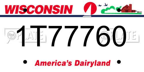 1T77760 Wisconsin License Plate