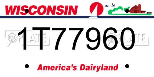 1T77960 Wisconsin License Plate