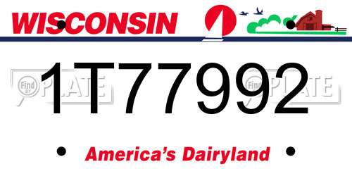 1T77992 Wisconsin License Plate