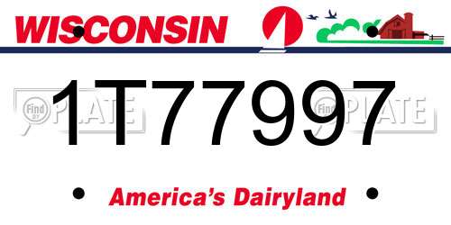 1T77997 Wisconsin License Plate