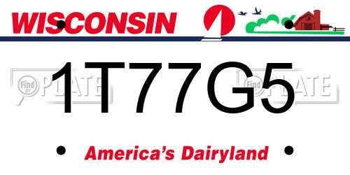 1T77G5 Wisconsin License Plate