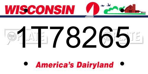 1T78265 Wisconsin License Plate