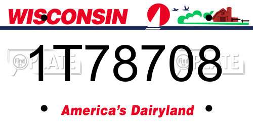 1T78708 Wisconsin License Plate