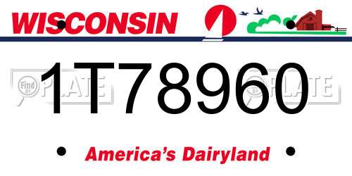 1T78960 Wisconsin License Plate
