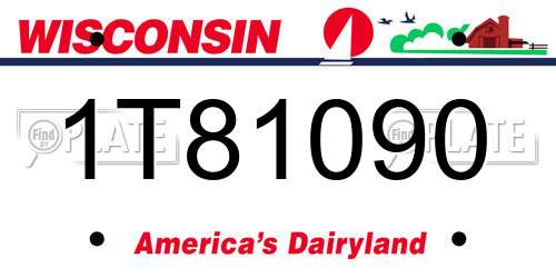 1T81090 Wisconsin License Plate