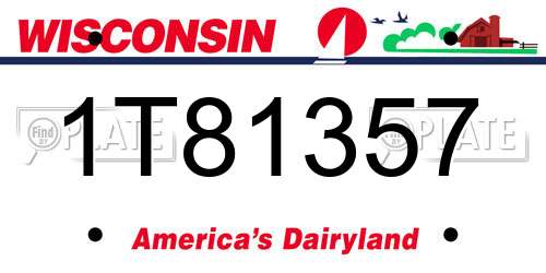 1T81357 Wisconsin License Plate