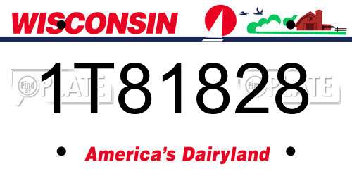 1T81828 Wisconsin License Plate