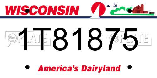 1T81875 Wisconsin License Plate