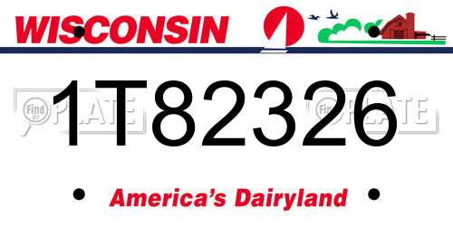 1T82326 Wisconsin License Plate