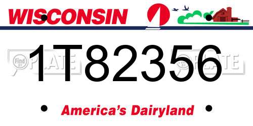 1T82356 Wisconsin License Plate