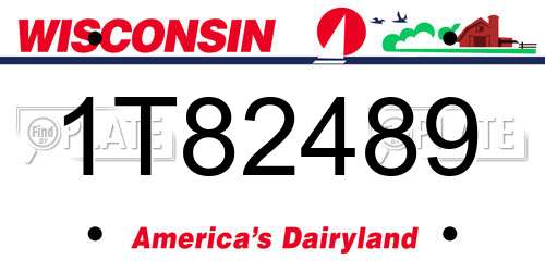 1T82489 Wisconsin License Plate