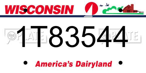 1T83544 Wisconsin License Plate