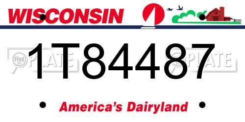 1T84487 Wisconsin License Plate
