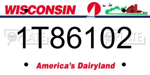 1T86102 Wisconsin License Plate