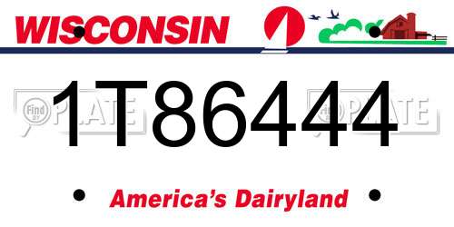 1T86444 Wisconsin License Plate