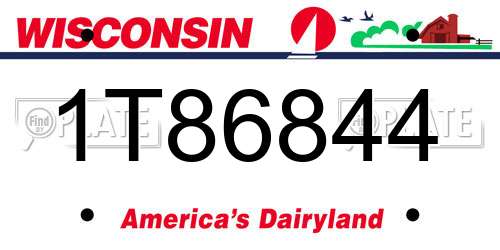 1T86844 Wisconsin License Plate