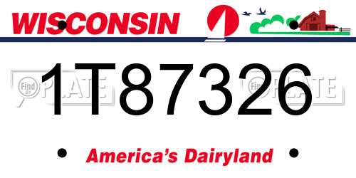 1T87326 Wisconsin License Plate