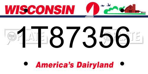 1T87356 Wisconsin License Plate