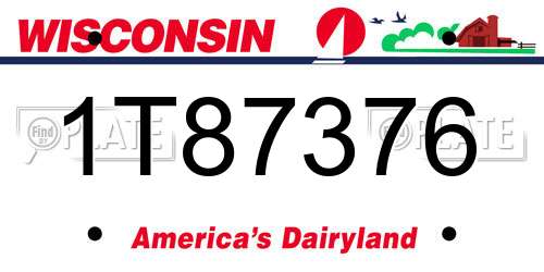 1T87376 Wisconsin License Plate