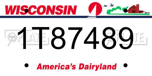 1T87489 Wisconsin License Plate
