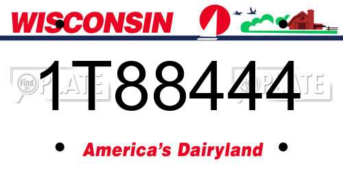 1T88444 Wisconsin License Plate