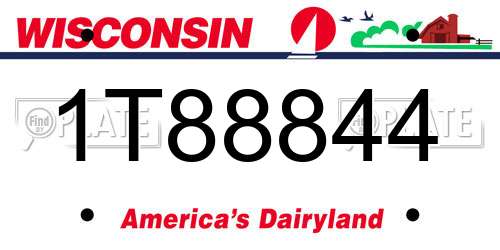 1T88844 Wisconsin License Plate