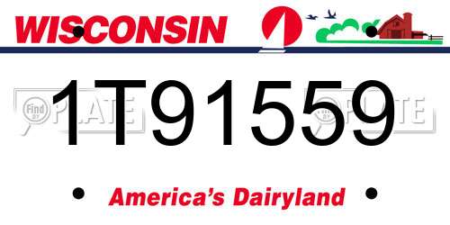 1T91559 Wisconsin License Plate