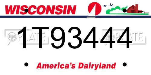 1T93444 Wisconsin License Plate