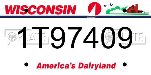 1T97409 Wisconsin License Plate