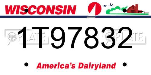 1T97832 Wisconsin License Plate