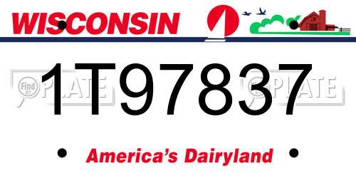 1T97837 Wisconsin License Plate