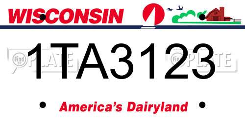 1TA3123 Wisconsin License Plate