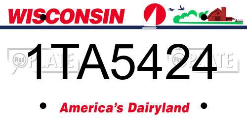 1TA5424 Wisconsin License Plate