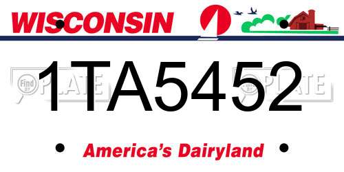1TA5452 Wisconsin License Plate
