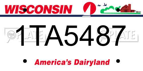 1TA5487 Wisconsin License Plate