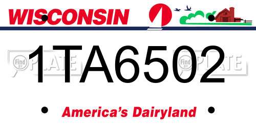 1TA6502 Wisconsin License Plate
