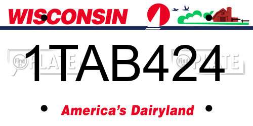 1TAB424 Wisconsin License Plate