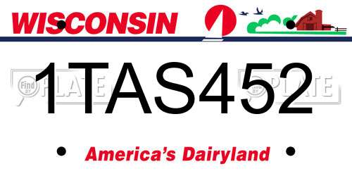 1TAS452 Wisconsin License Plate