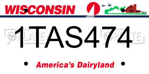 1TAS474 Wisconsin License Plate