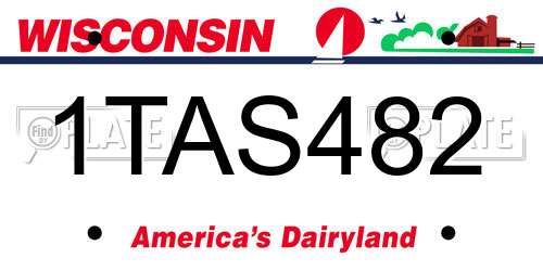 1TAS482 Wisconsin License Plate