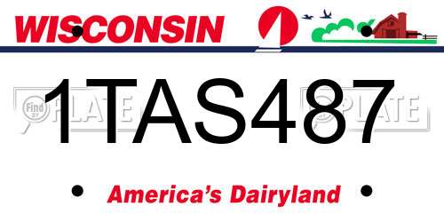 1TAS487 Wisconsin License Plate