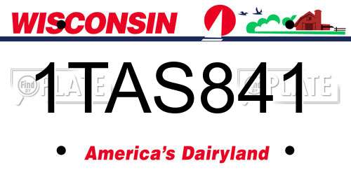 1TAS841 Wisconsin License Plate