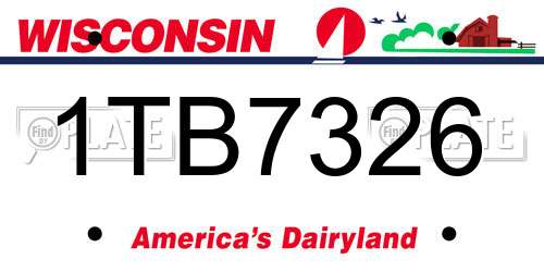 1TB7326 Wisconsin License Plate