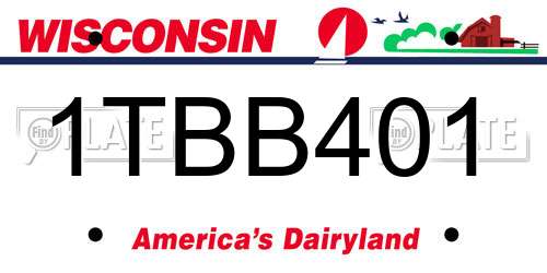 1TBB401 Wisconsin License Plate