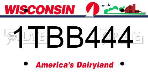 1TBB444 Wisconsin License Plate