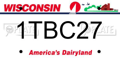 1TBC27 Wisconsin License Plate