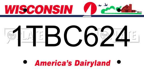 1TBC624 Wisconsin License Plate