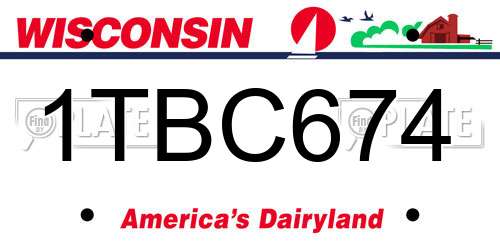 1TBC674 Wisconsin License Plate