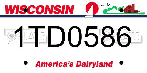 1TD0586 Wisconsin License Plate