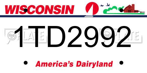 1TD2992 Wisconsin License Plate